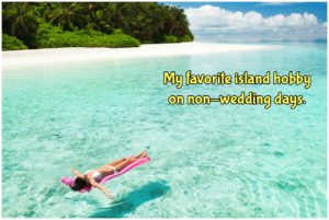 lady relaxing and floating in caribbean sea